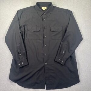 Woolrich Button Down Shirt Mens 2XLT Black Long Sleeve 4-way Stretch Fishing EUC